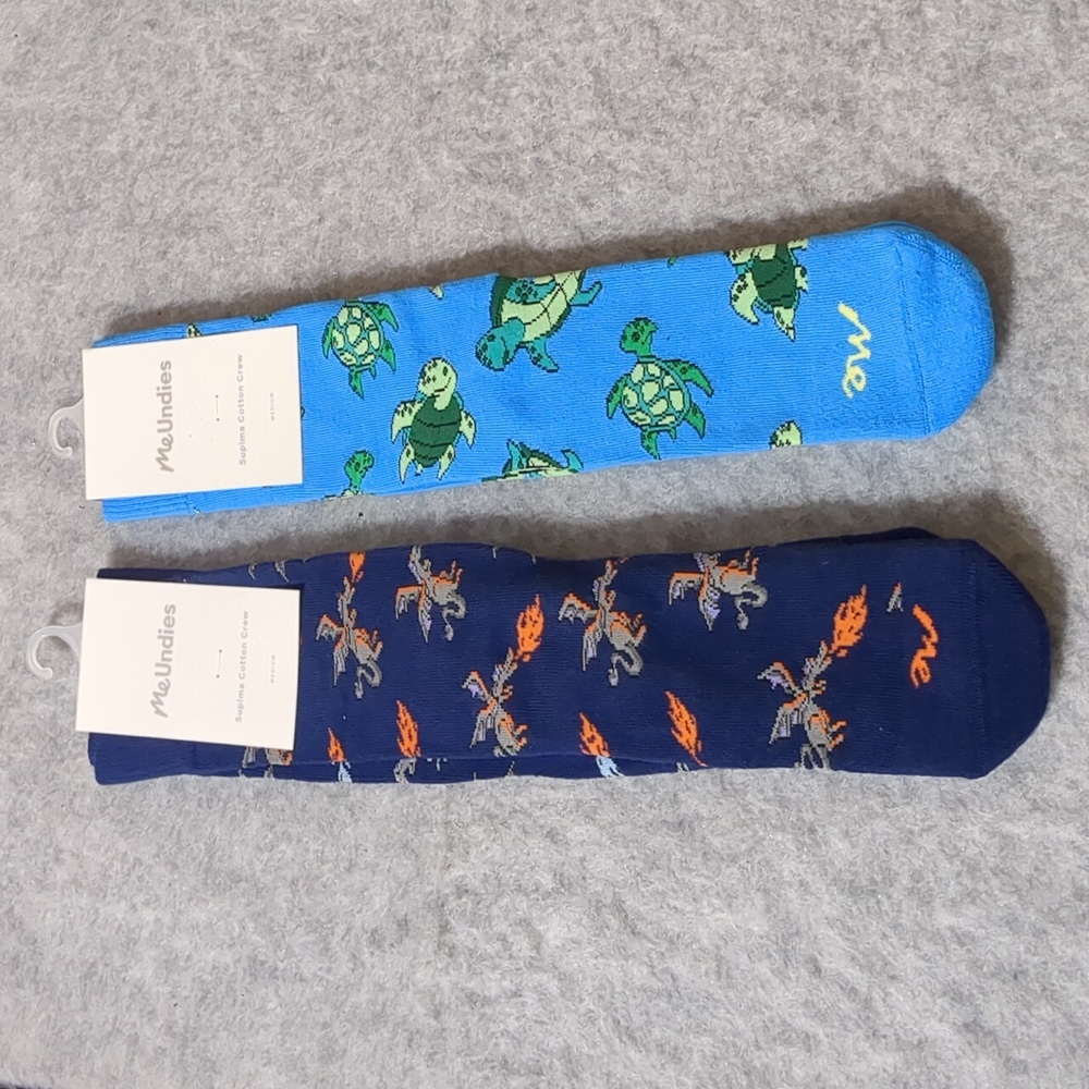 New MeUndies 2 pairs unisex Socks size Medium W 7.5 M 5.5 supima cotton